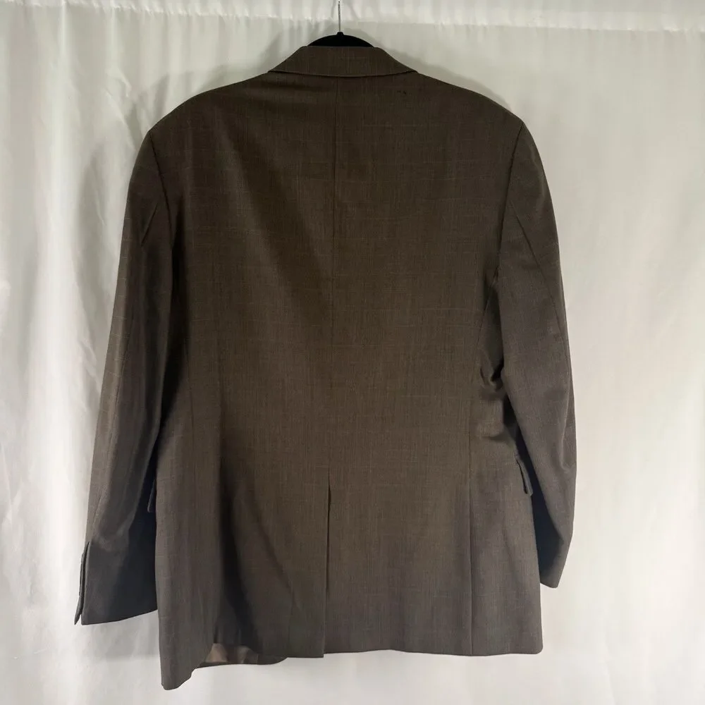 Jos A Bank Wool Cashmere Blazer Men's 41 Brown Plaid 2 Button Front Inner Pocket